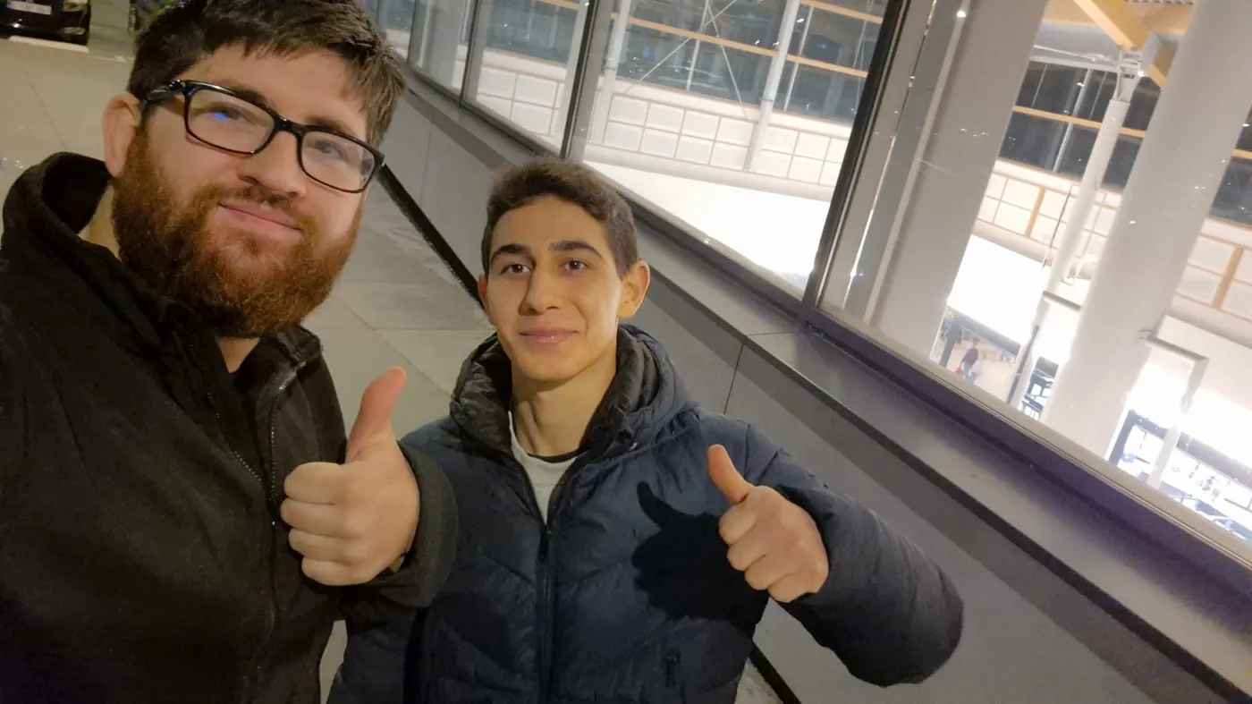 Albert Navasardyan mit Coach Daniel beim Europa Cup in Belgien