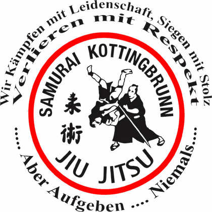 Vereinsplakette Samurai Kottingbrunn Jiu Jitsu mit dem Vereinsmotto